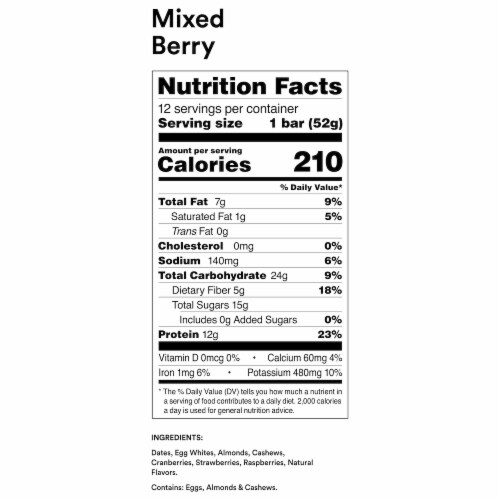 RXBAR Mixed Berry Protein Bars Perspective: back