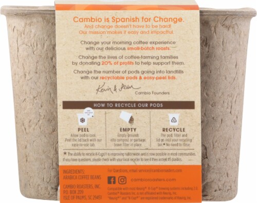 Cambio Roasters Light Roast Decaf K-Cup Coffee Pods Perspective: back