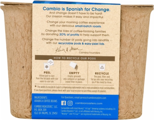 Cambio Roasters Special Dark Roast K-Cup Coffee Pods Perspective: back