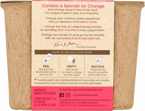 Cambio Roasters® Light Roast Donut Blend K-Cup Coffee Pods Perspective: back