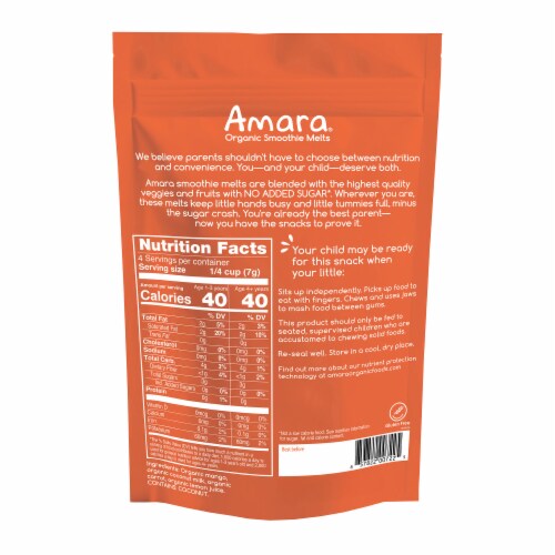 Amara® Mango Carrot Organic Smoothie Melts Perspective: back