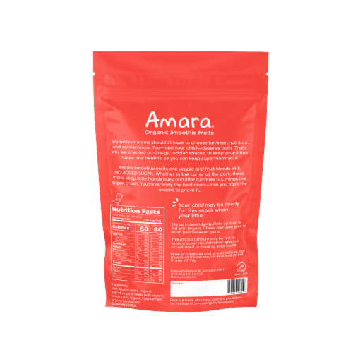 Amara Beets n' Berries Organic Smoothie Melts 6 Count Perspective: back
