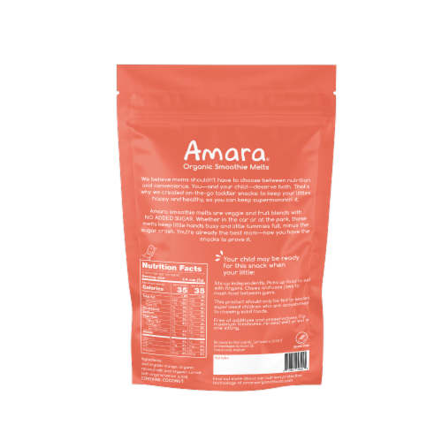 Amara Mango Carrots Organic Smoothie Melts 6 Count Perspective: back