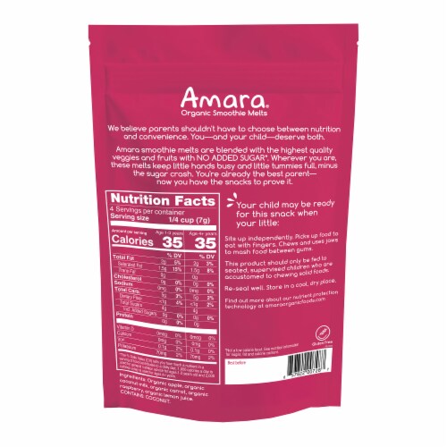 Amara® Carrot Raspberry Organic Smoothie Melts Snack Perspective: back