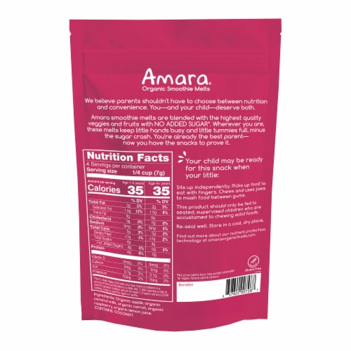 Amara® Carrot Raspberry Organic Smoothie Melts Snack Perspective: back
