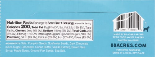 88 Acres Double Dark Chocolate Sea Salt Seed Bar Multipack Perspective: back