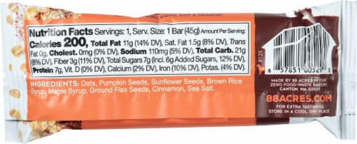 88 Acres Cinnamon Maple Seed and Oat Bars Perspective: back