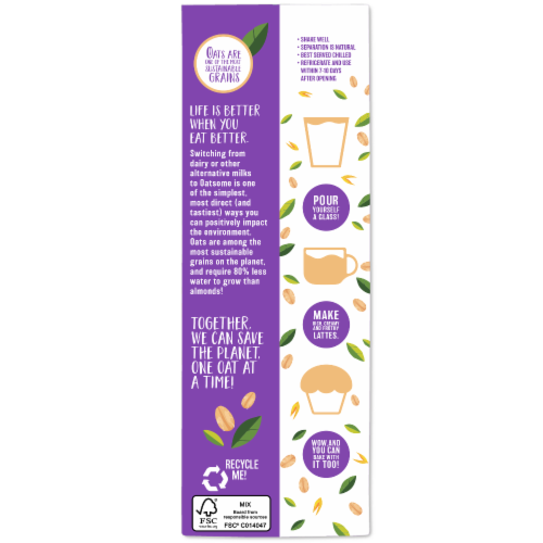 BetterBody Foods Oatsome Organic Original Oat Milk Perspective: back