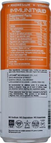 Lifeaid ImmunityAid® Orange Burst Supplement Drink Can Perspective: back