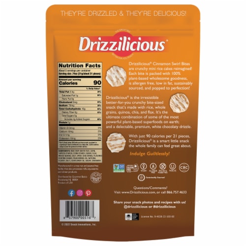 Drizzilicious® Cinammon Swirl Mini Rice Cake Bites Perspective: back