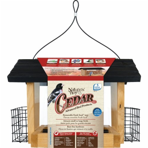 Natures Way Bird Products 6 qt Hopper Feeder with Suet Cages, Cedar Perspective: back