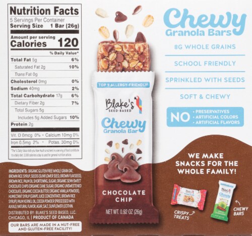 Blake's Chocolate Chip Chewy Granola Bars Perspective: back