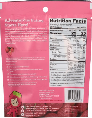 Fresh Bellies® Strawberries Feels Forever™ Freeze Dried Balsamic Strawberry Baby Food Snack Perspective: back