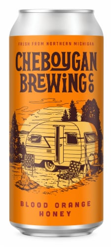 Cheboygan Brewing Blood Orange Honey Beer Cans Perspective: back