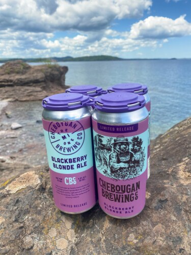 Cheboygan Brewing Blackberry Blonde Ale Beer Cans Perspective: back