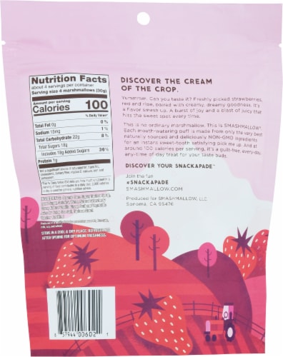 Smash Mallow Strawberry & Cream Snackable Marshmallows Perspective: back