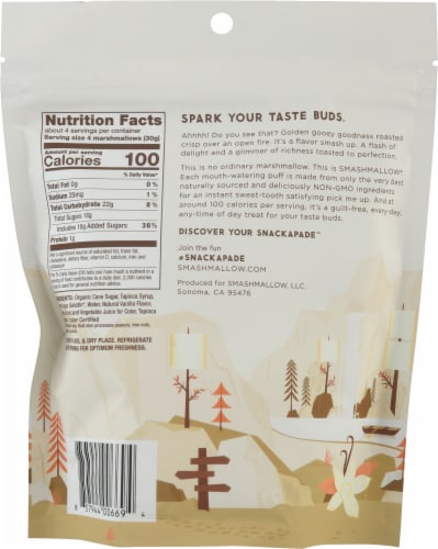 Smash Mallow Toasted Vanilla Marshmallows Candy Perspective: back
