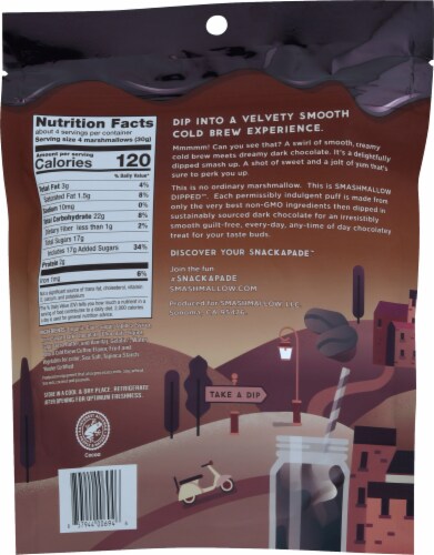 Smashmallow Dipped Dark Chocolate Cold Brew Marshmallow Snack Perspective: back