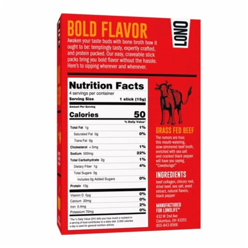 Lonolife™ Beef Bone Broth Stick Packs Perspective: back