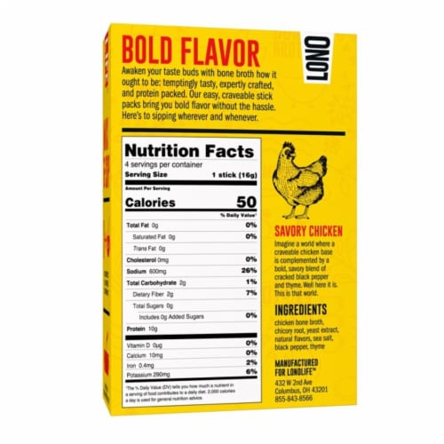 Lonolife Savory Chicken Bone Broth Stick Packs Perspective: back