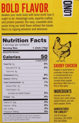 Lonolife™ Savory Chicken Bone Broth Stick Packs Perspective: back