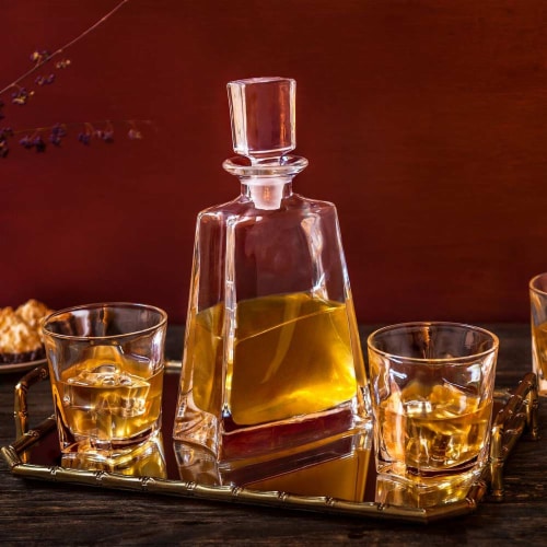 Luna Whiskey Decanter Set with 4 Glasses, Set of 5 Perspective: back