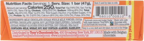 Tony's Chocolonely® 32% Milk Chocolate Caramel Sea Salt Chocolate Bar Perspective: back