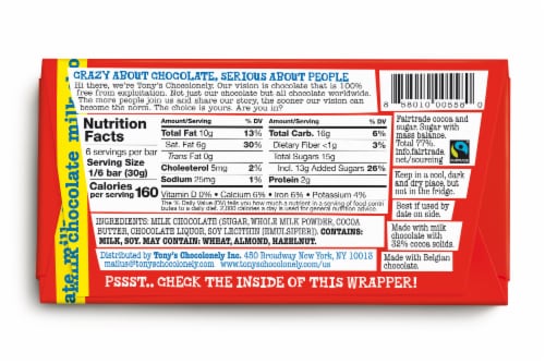Tony's Chocolonely® Milk Chocolate Bar Perspective: back