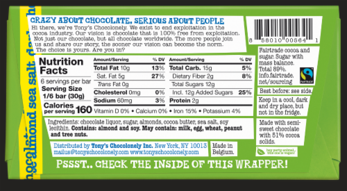 Tony's Chocolonely® Almond Sea Salt Dark Chocolate Bar Perspective: back