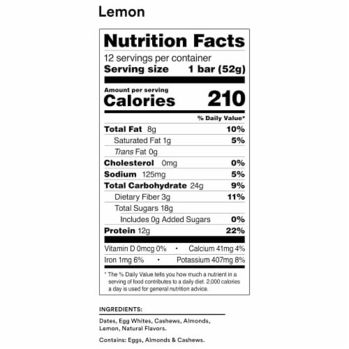 RXBAR Lemon Protein Bars 12 Count Perspective: back