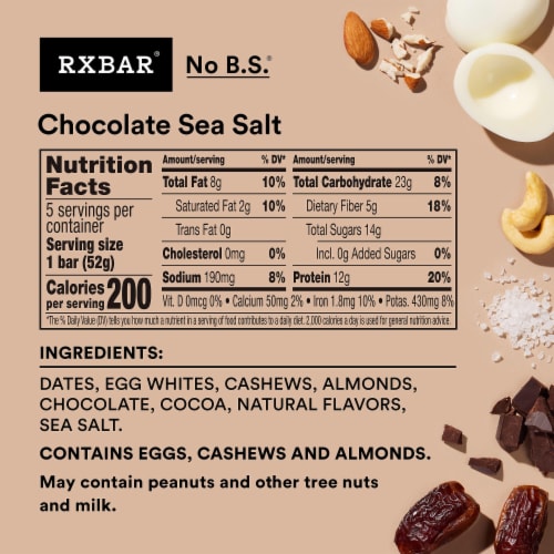 RXBAR Chocolate Sea Salt Protein Bars Perspective: back
