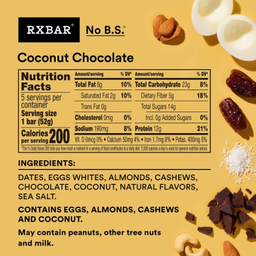RXBAR Coconut Chocolate Protein Bars Perspective: back