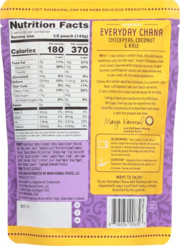 Maya Kaimal® Chickpea + Coconut + Kale Everyday Chana Curry Perspective: back