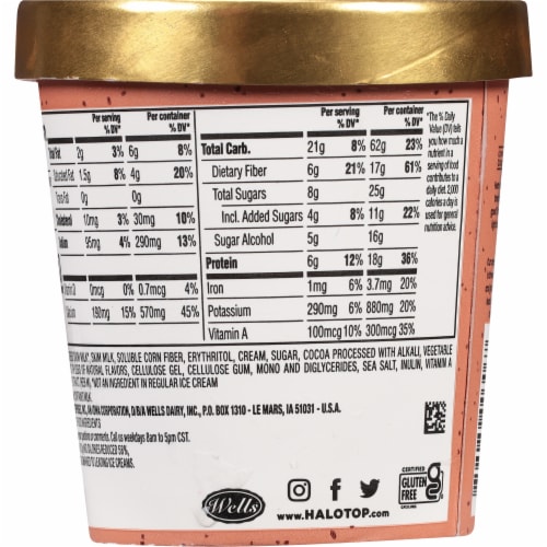 Halo Top Chocolate Light Ice Cream Perspective: back
