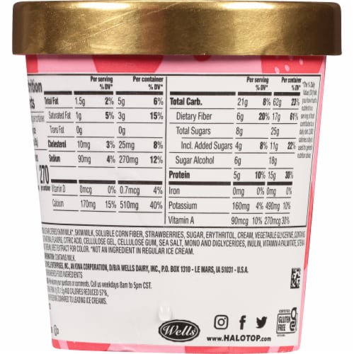 Halo Top Strawberry Light Ice Cream Perspective: back