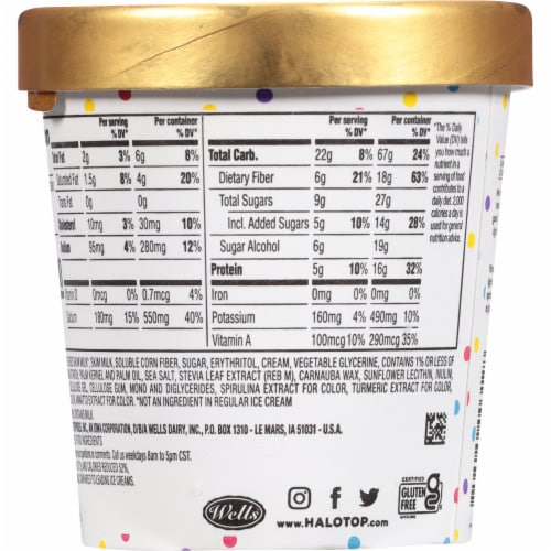 Halo Top® Birthday Cake Light Ice Cream Perspective: back