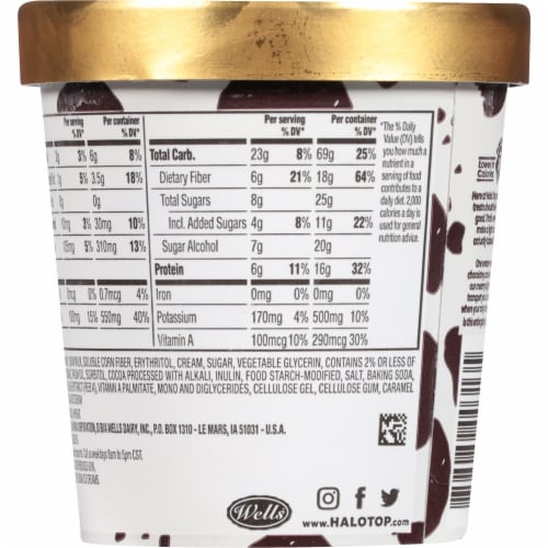 Halo Top Cookies and Cream Light Ice Cream Perspective: back