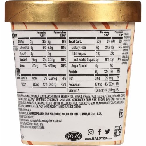 Halo Top Sea Salt Caramel Light Ice Cream Perspective: back