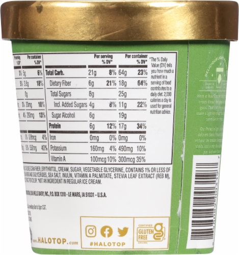 Halo Top Pistachio Light Ice Cream Pint Perspective: back