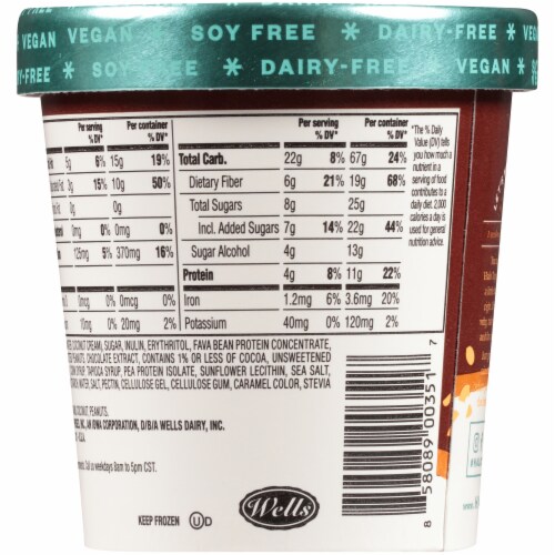 Halo Top Dairy-Free & Soy-Free Vegan Candy Bar Frozen Dessert Perspective: back