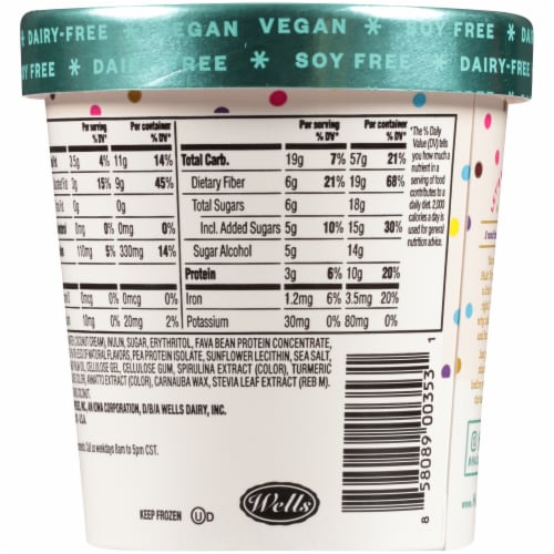 Halo Top® Dairy-Free & Soy-Free Vegan Birthday Cake Frozen Dessert Perspective: back