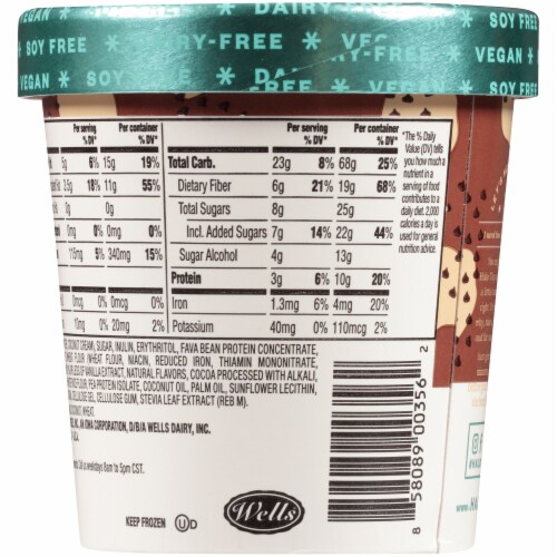 Halo Top Dairy Free Chocolate Chip Cookie Dough Frozen Dessert Pint Perspective: back