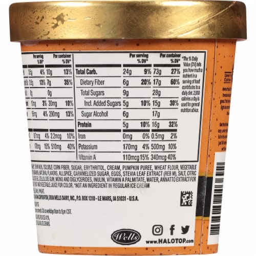 Halo Top Pumpkin Pie Limited Edition Light Ice Cream Perspective: back