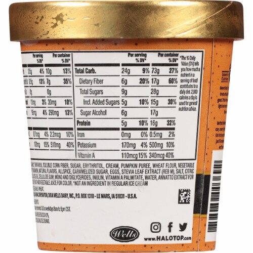 Halo Top Pumpkin Pie Limited Edition Light Ice Cream Perspective: back