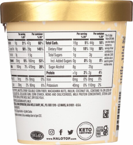 Halo Top® Keto Macadamia Nut Cookie Ice Cream Pint Perspective: back