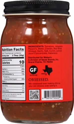 Mateo's Gourmet Hot Salsa Perspective: back