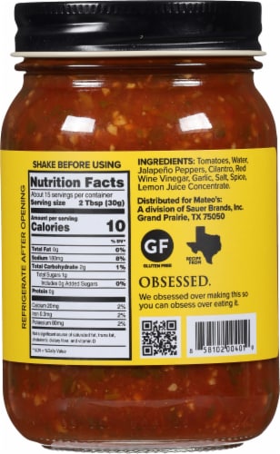 Mateo's Medium Gourmet Salsa Perspective: back