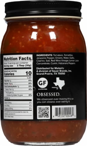 Mateo's Gourmet Medium Cantina Style Salsa Perspective: back