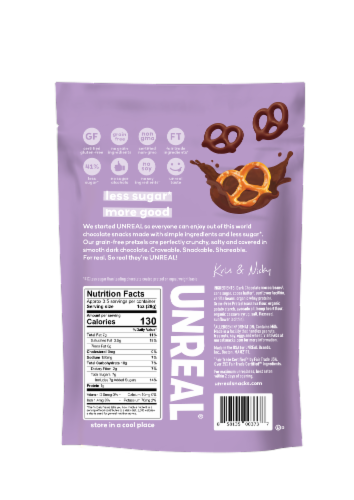 Unreal® Dark Chocolate Covered Pretzels Perspective: back