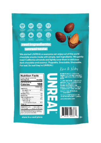 Unreal® Dark Chocolate Coconut Covered Almonds Perspective: back